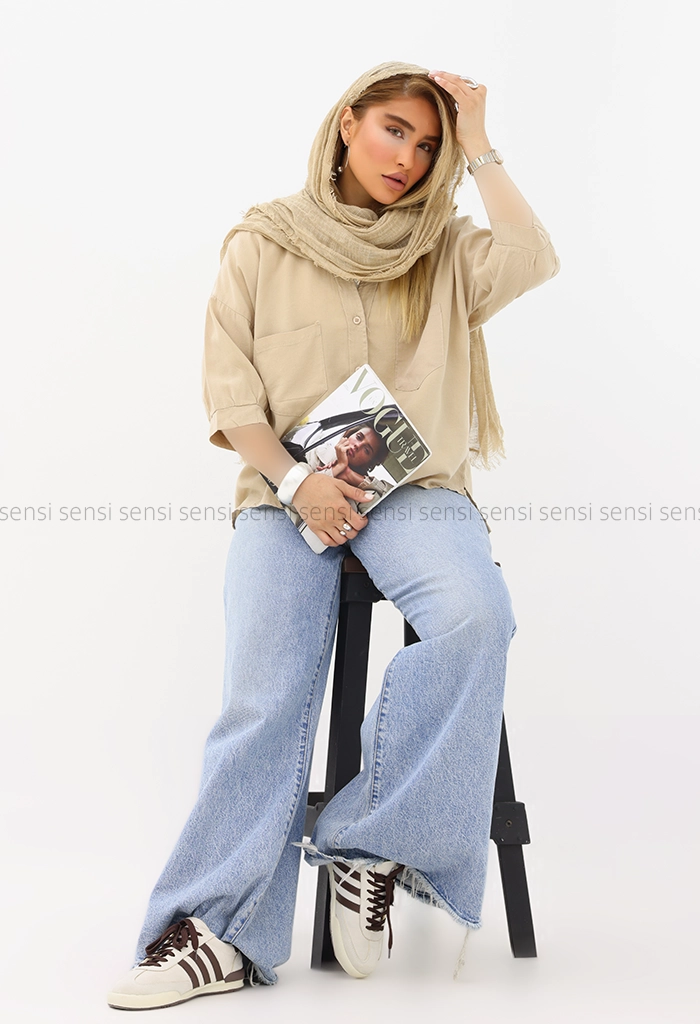 شومیز یقه هفت لایوسل کد1005845